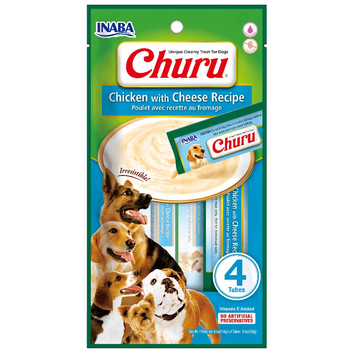CATLIKE - Inaba Dog Snack Churu 4 Piezas Chicken Whit Cheese 4und