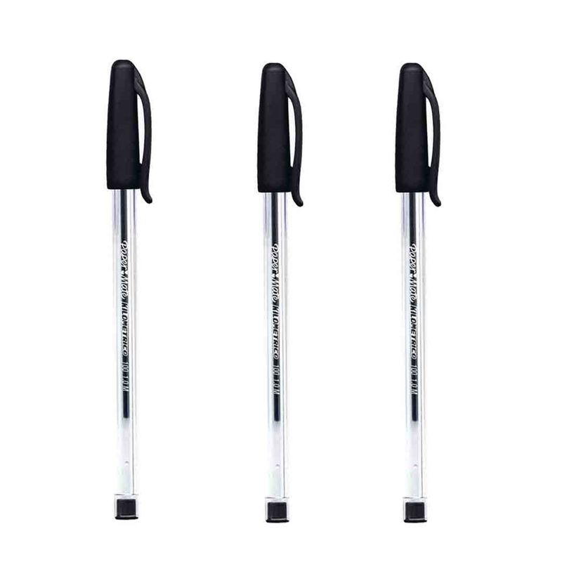 PAPER MATE - Bolígrafo Kilométrico 100 Negro Paper Mate X3 Unidades