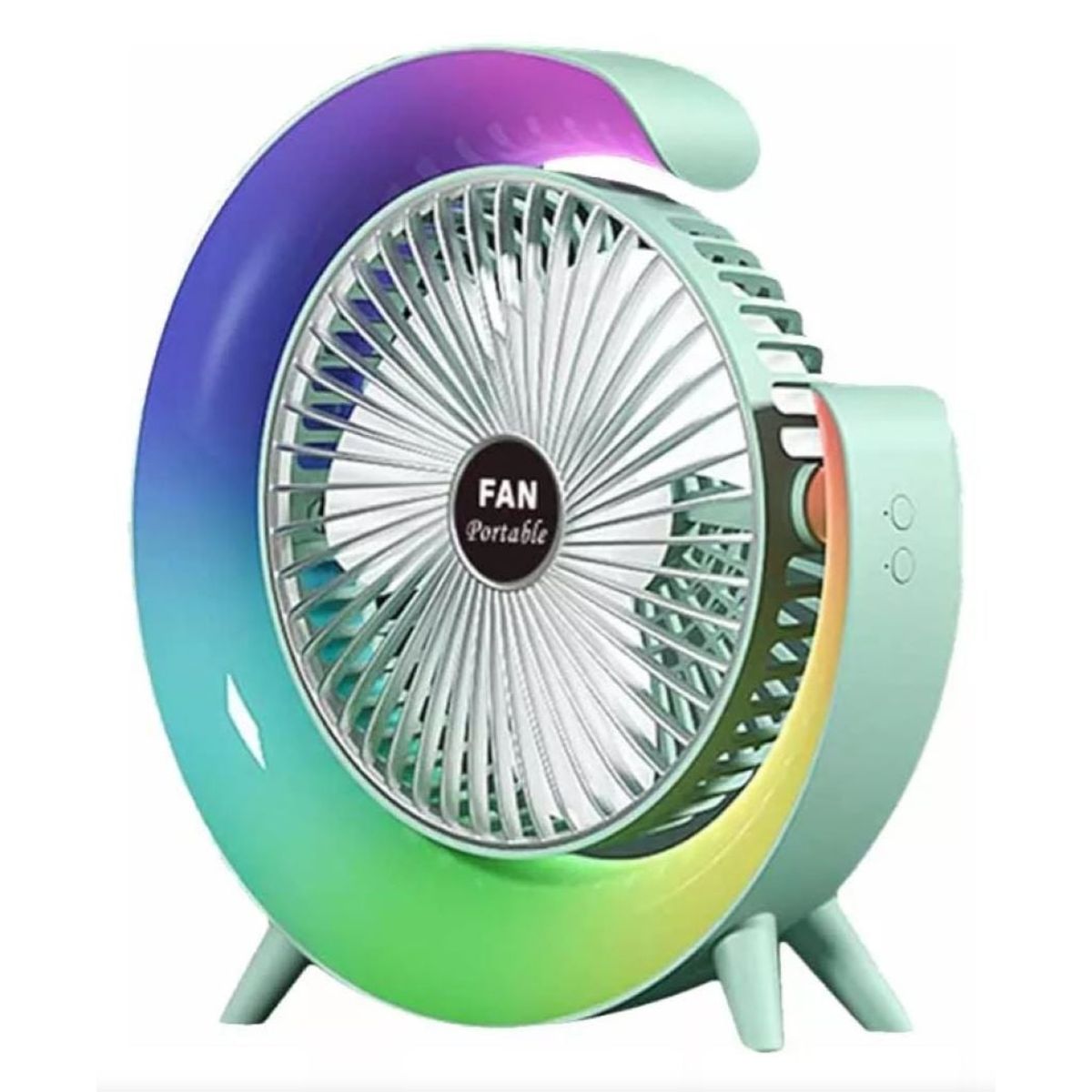 GENERICO - Ventilador Portátil De Escritorio RGB Led Recargable