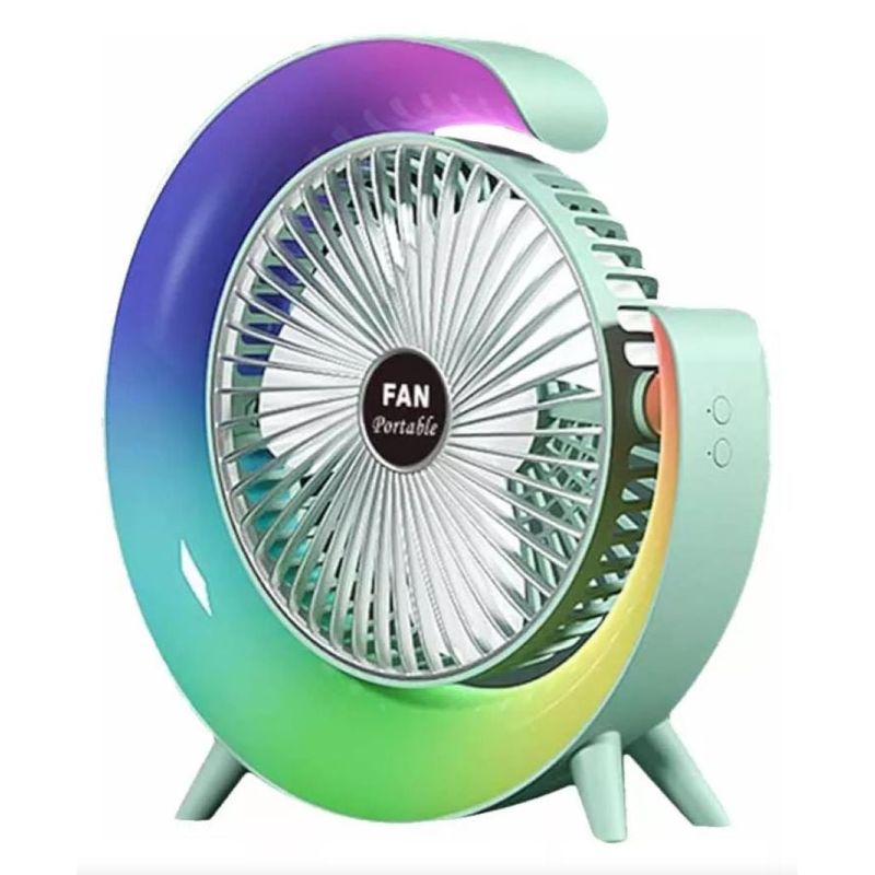 GENERICO - Ventilador Portátil De Escritorio RGB Led Recargable