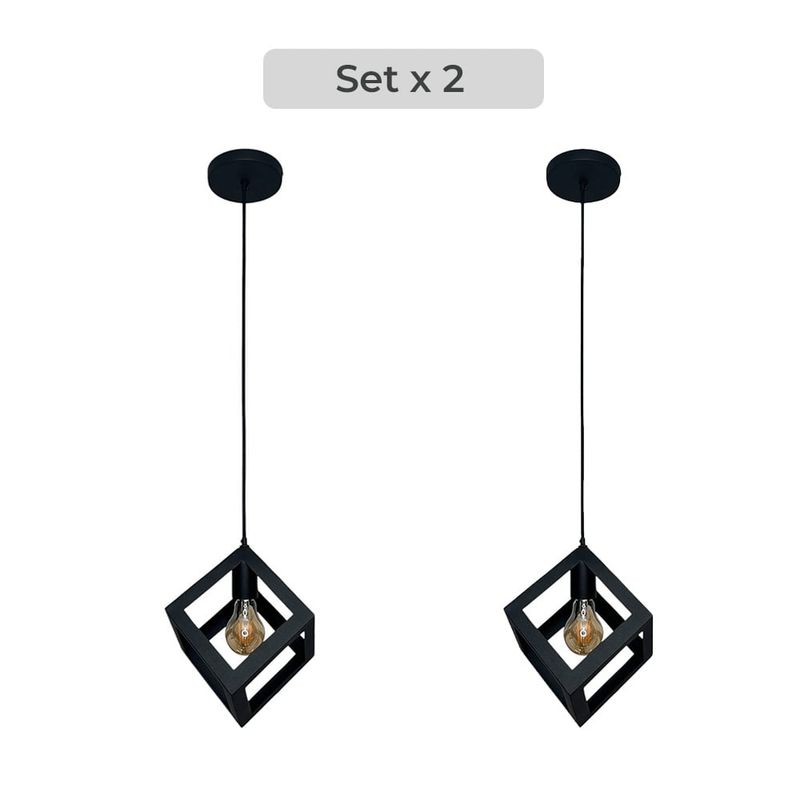 GENERICO - Set x2 Lámpara de Techo Charlote Cubo Cuadrado