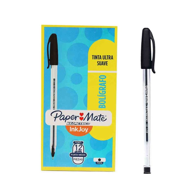 PAPER MATE - Bolígrafo Kilométrico 100 Negro Paper Mate x 12 Unidades
