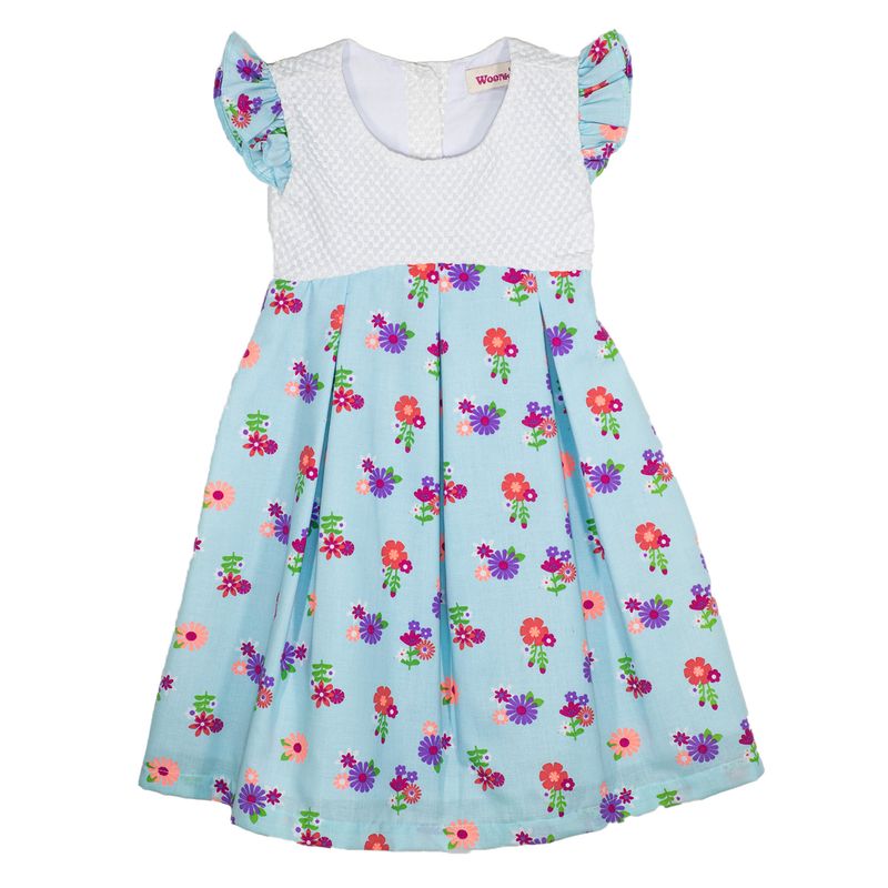 WOONKIE - Vestido flores niña azul