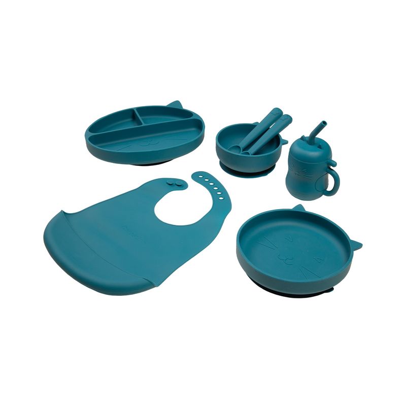 CARESTINO - Set de Alimentación de Silicona Carestino Gatito Azul Petroleo
