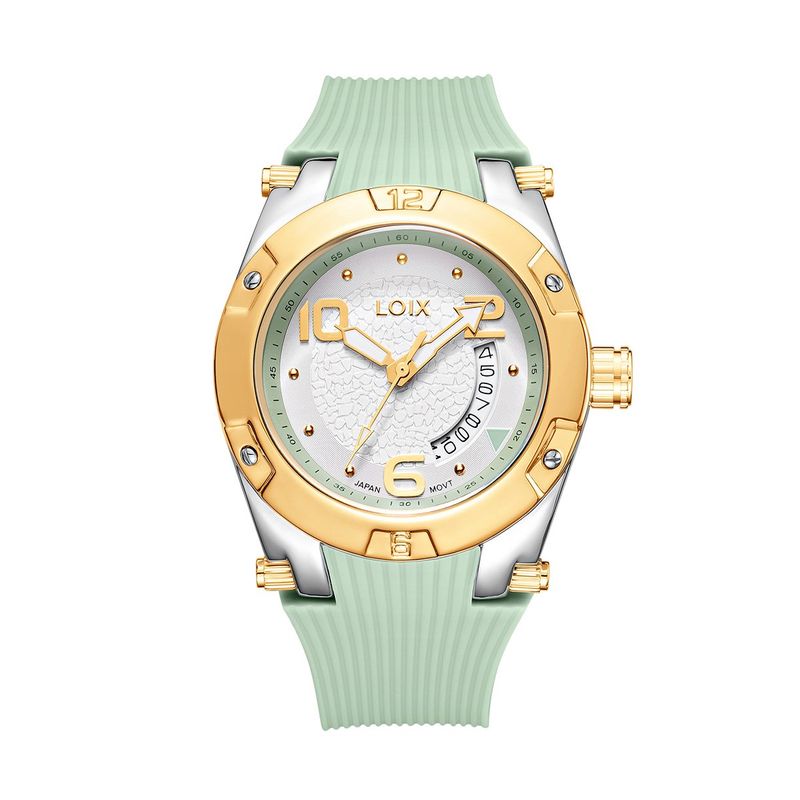 LOIX - Reloj mujer L1103-6 Verde oliva con dorado - plateado  tablero blanco