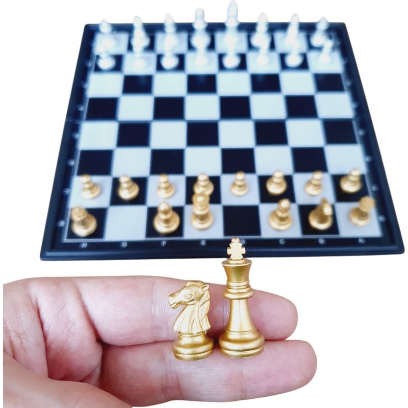 GENERICO - Ajedrez Dorado Y Plateado Pequeño Magnetico Lujo De Chess