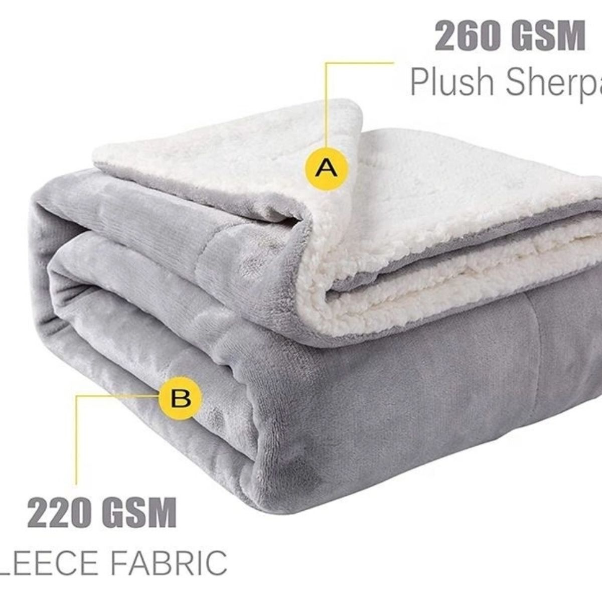 GENERICO - Cobija Térmica Ovejero Cama Doble-Queen 190x210 Color Gris