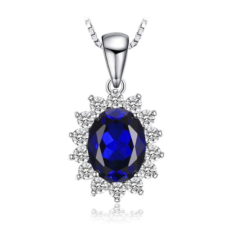 ALHAJAS - Collar Cadena Para Mujer Piedra Zafiro Fabricado En Plata 925