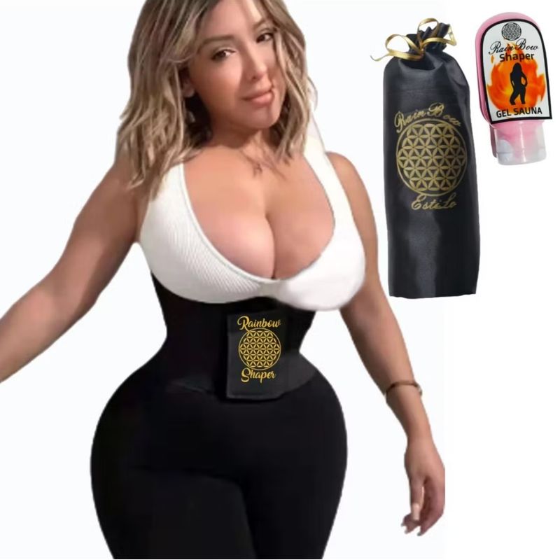 RAINBOW SHAPER - Faja Cinturilla Cintura Avispa neopreno Sauna Reductora + Gel Caliente