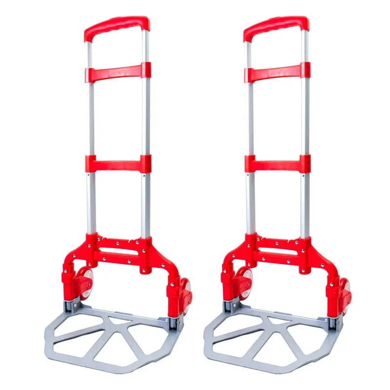 ENERGY PLUS - Set x2 Carro de Carga Manual Plegable y Ajustable Rojo