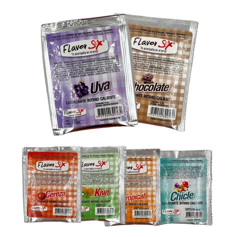 GENERICO - x6 Lubricante Sachet Sensación Caliente Saborizado Sex Oral