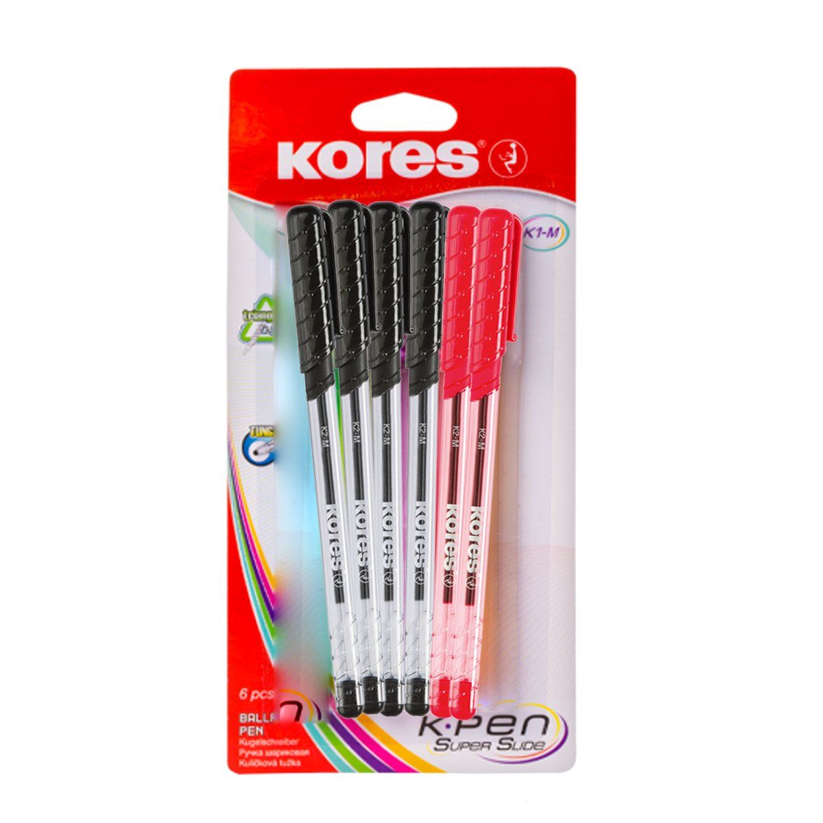 KORES - Bolígrafos K1 K-pen Blister X 6 Unidades.