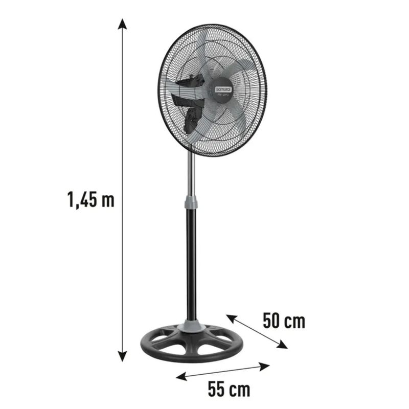 SAMURAI - Ventilador SAMURAI Air Pro Pedestal con Mallas Metálicas de 22 Negro