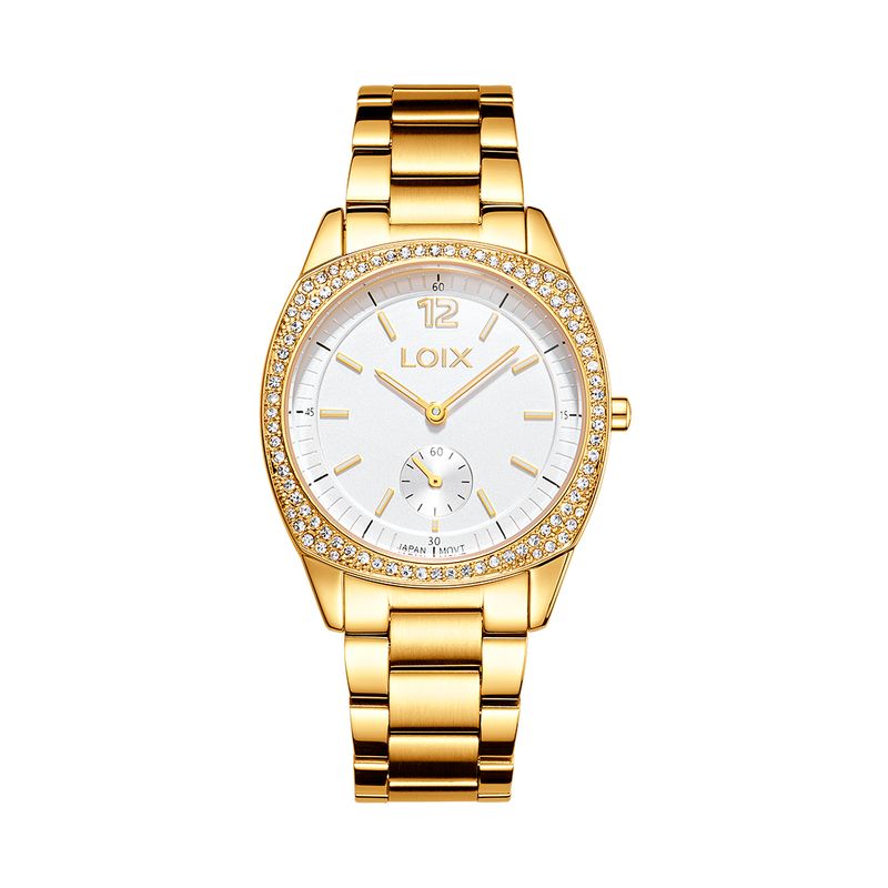 LOIX - Reloj mujer L1253-1 Dorado con tablero plateado