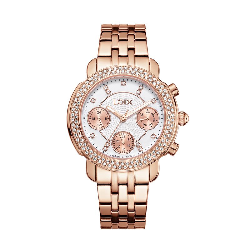 LOIX - Reloj mujer L1254-2 oro rosa con tablero blanco