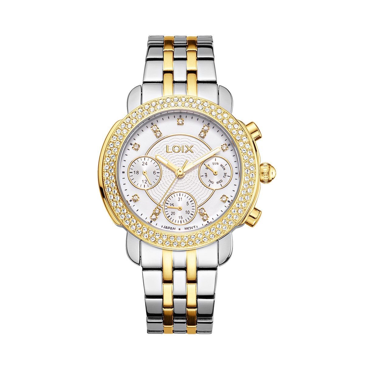 LOIX - Reloj mujer L1254-4 Plateado con dorado tablero blanco