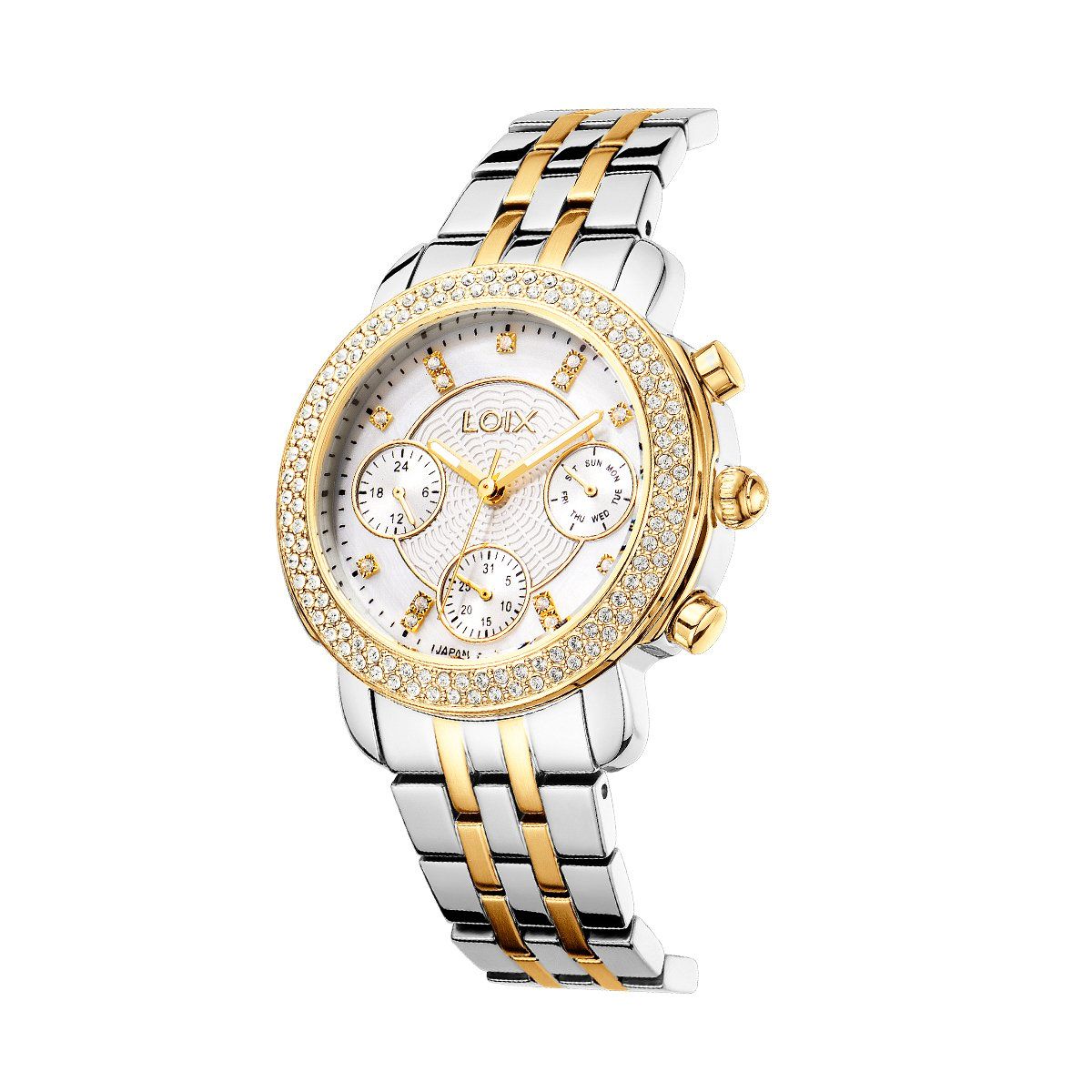 LOIX - Reloj mujer L1254-4 Plateado con dorado tablero blanco