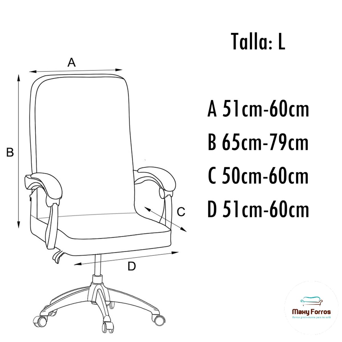 COLOMBIAN PRODUCTION - Forro Protector Para Silla De Oficina Talla L + Par Para Brazos