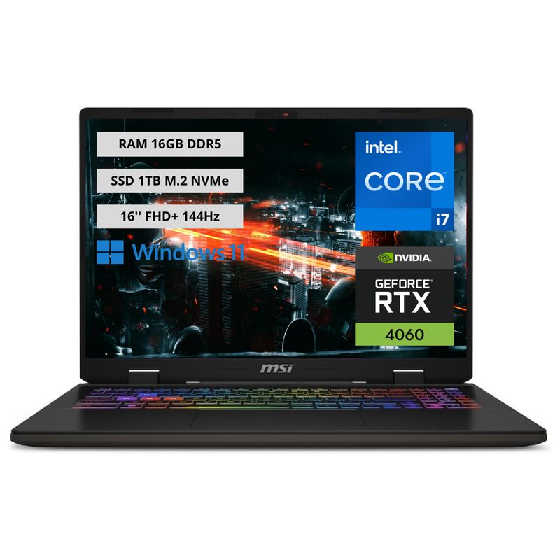 MSI - Portatil Gamer MSI Sword 16 Intel Core i7-13700HX RAM 16GB SSD 1TB RTX 4060