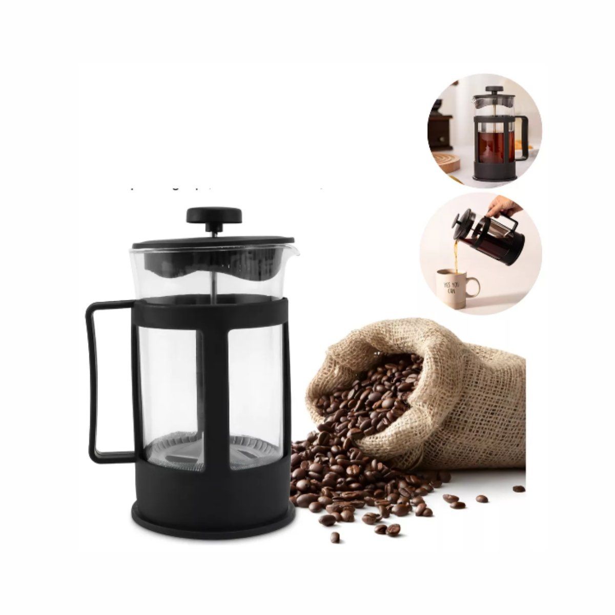 GENERICO - Cafetera Prensa Francesa 350ml En Vidrio Borosilicato