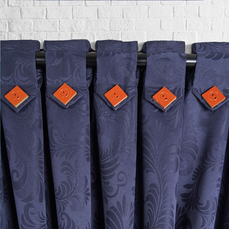 ADVANCE - Cortina de Botón Azul oscura En Jacquard 280 cms x 210 cms 2 piezas