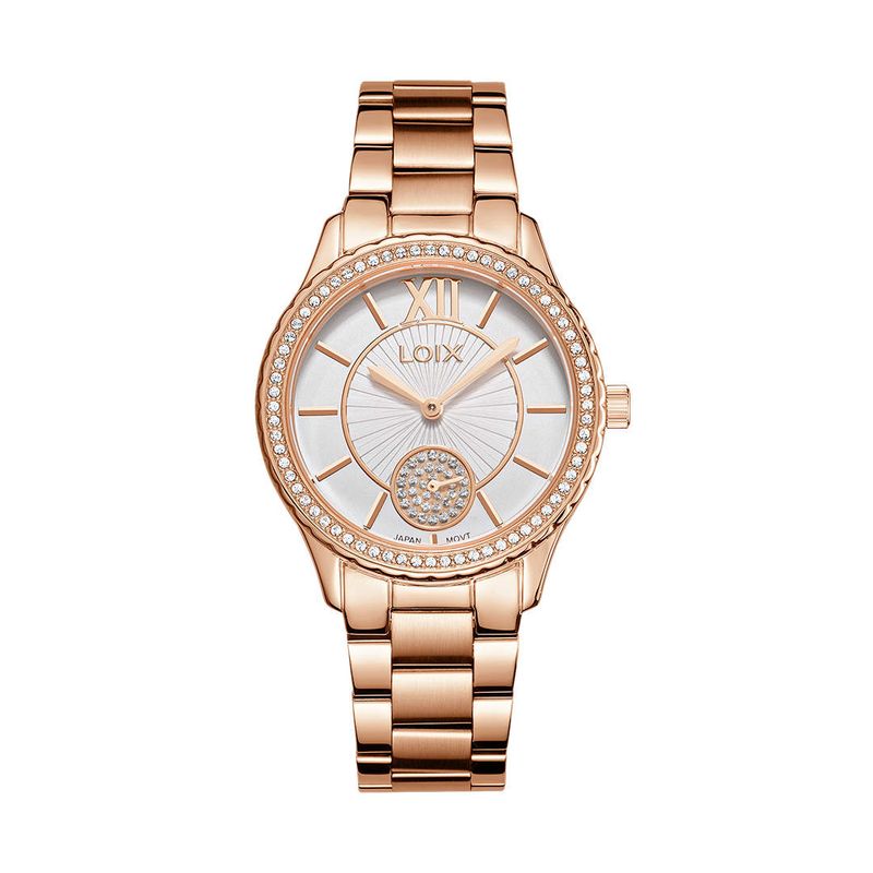 LOIX - Reloj mujer L1255-2 Oro rosa con tablero blanco