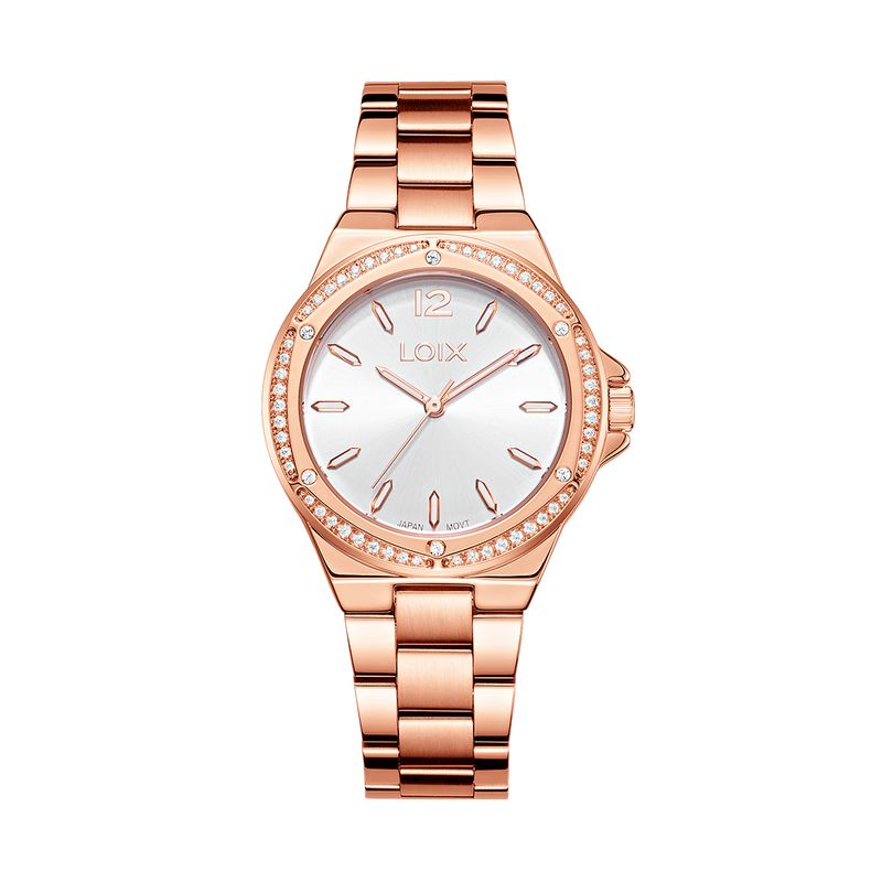 LOIX - Reloj mujer L1258-2 Oro rosa con tablero plateado