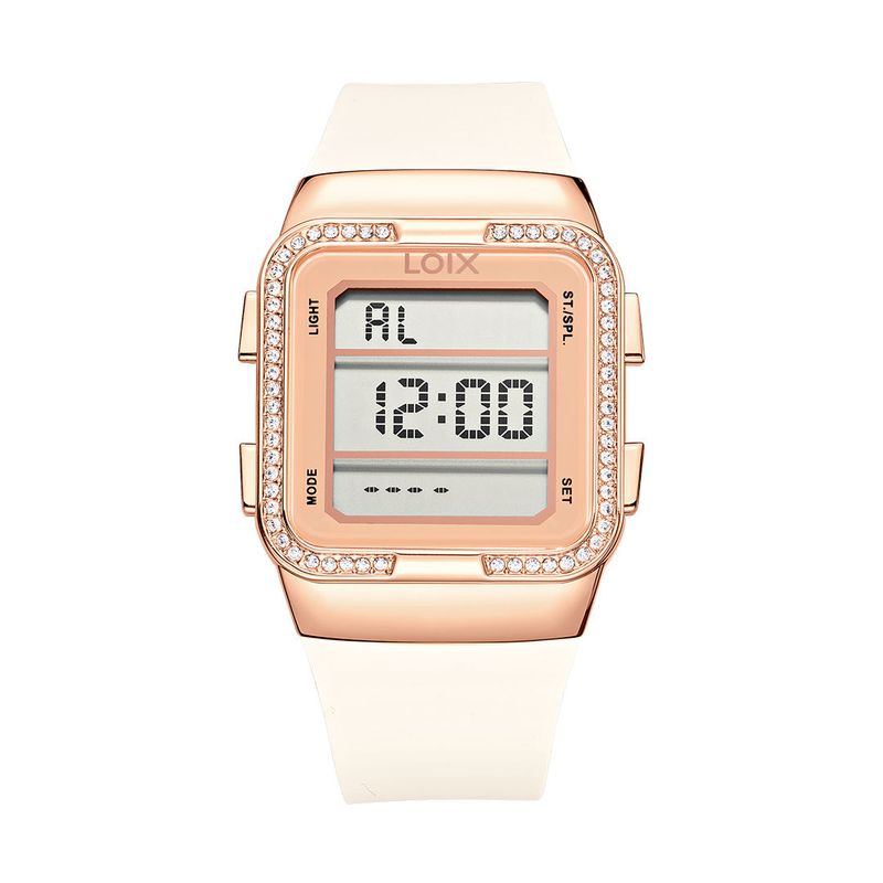 LOIX - Reloj mujer L1259-4 Beige con oro rosa tablero digital