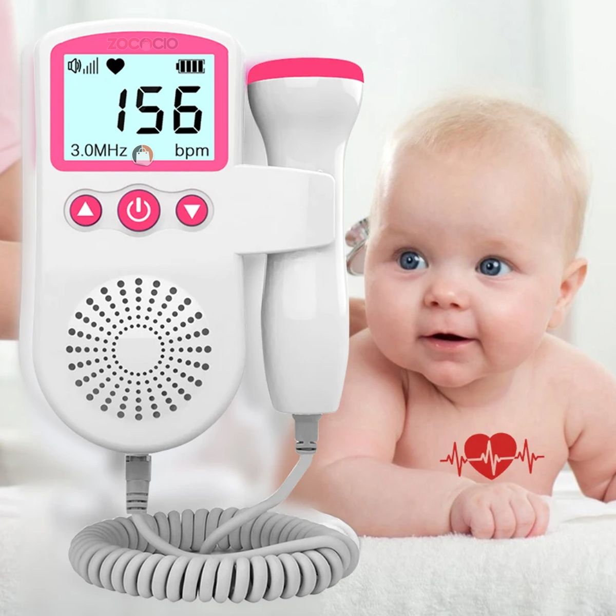 ZOCOCIO - Doppler Fetal Lcd Monitor De Ritmo Cardiaco Embarazo