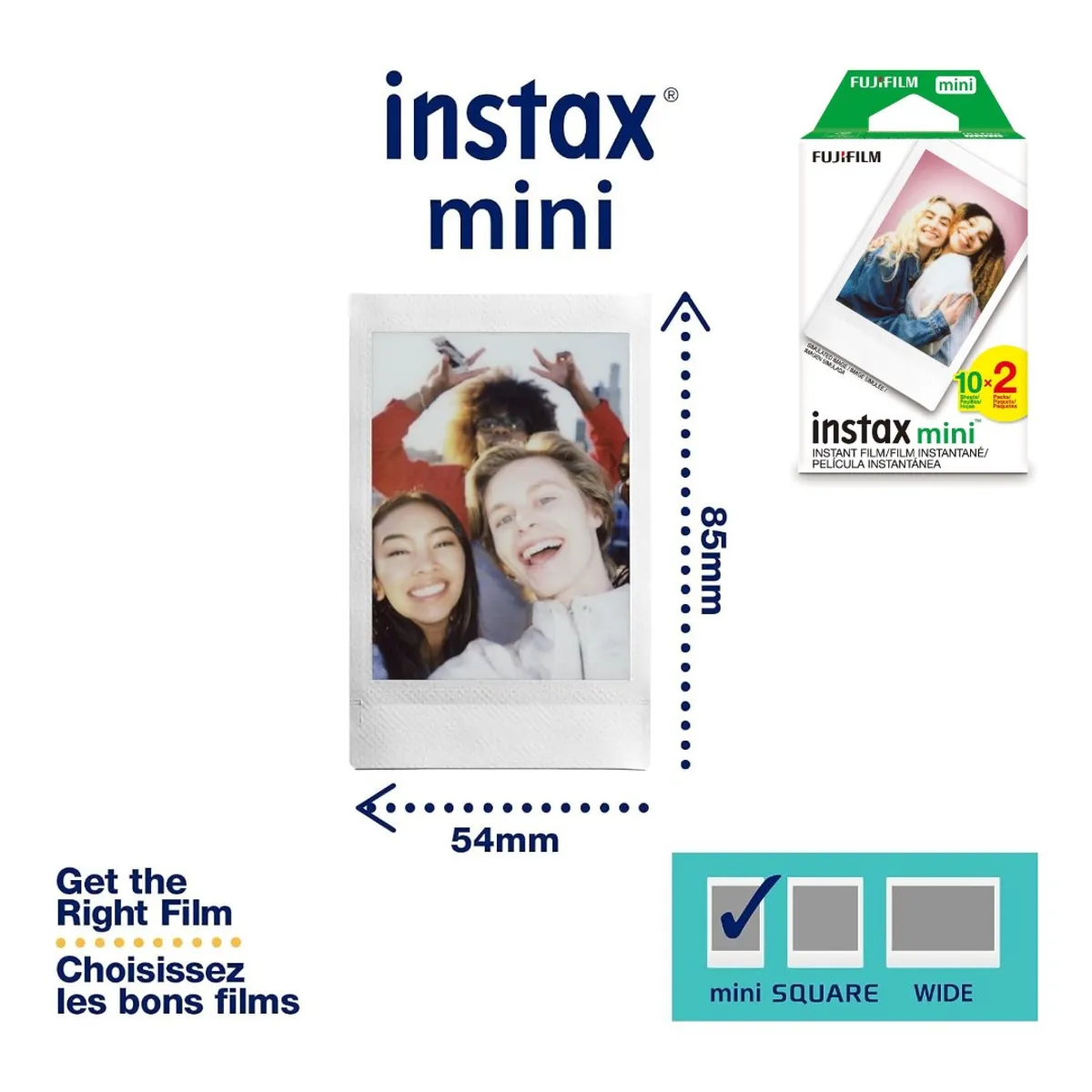 FUJIFILM - FUJIFILM Instax Mini Instant Film Twin Pack (Blanco), 20 fotos
