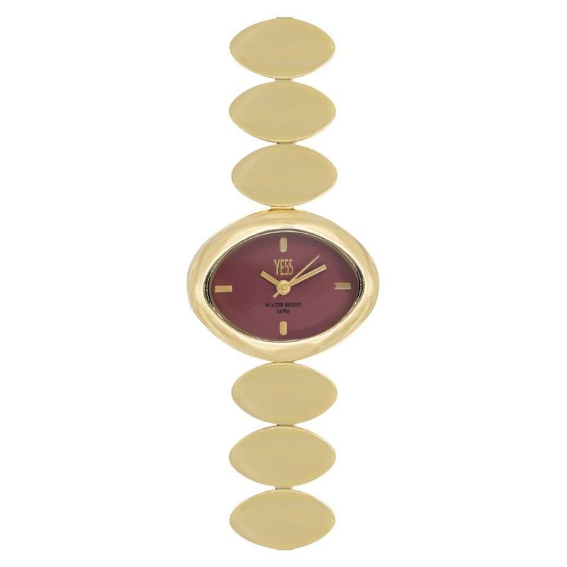 YESS - Reloj YESS Para Mujer Color Dorado Tablero Rojo Ref 5126L-06