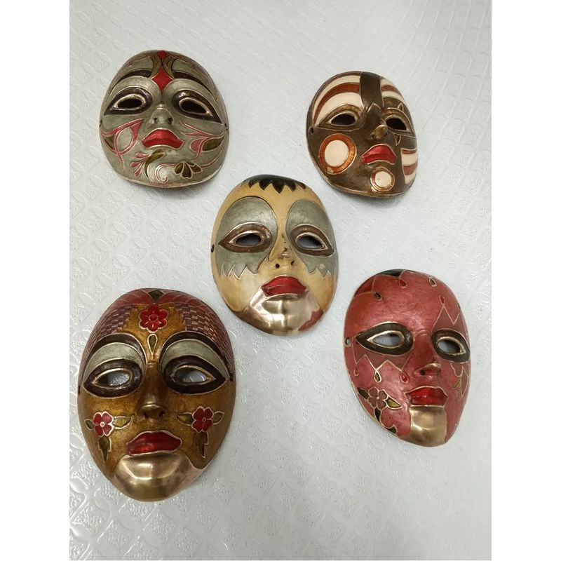 GENERICO - Mascara Mimo Hindu Antigua En Bronce Y Porcelana Clausone