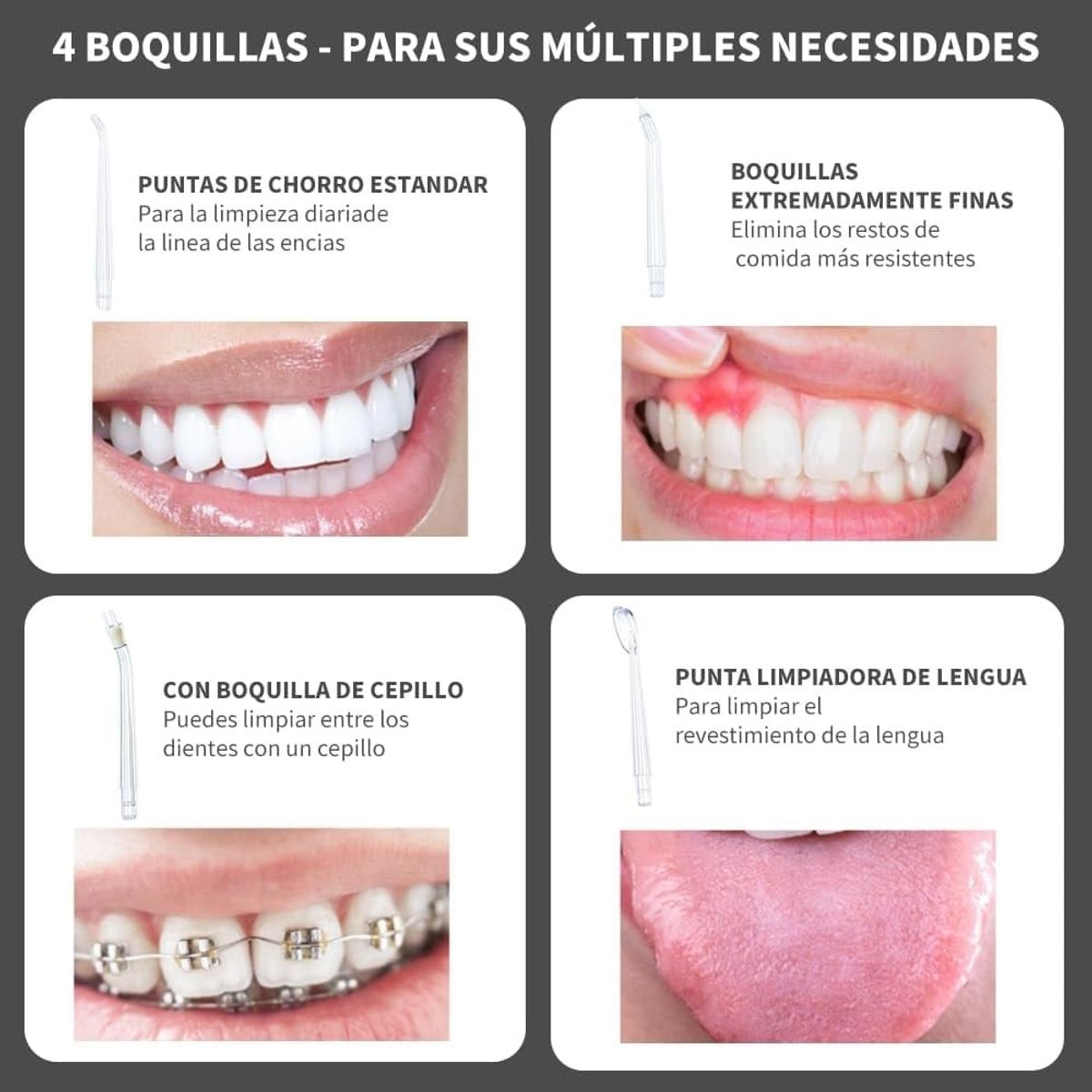 GENERAL - Irrigador Oral Rosado 4 Boquillas A8 Limpieza Dental Inalambrico