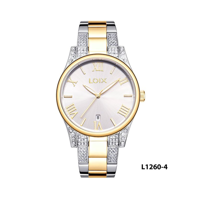 LOIX - Reloj mujer L1260-4 Plateado con dorado tablero plateado