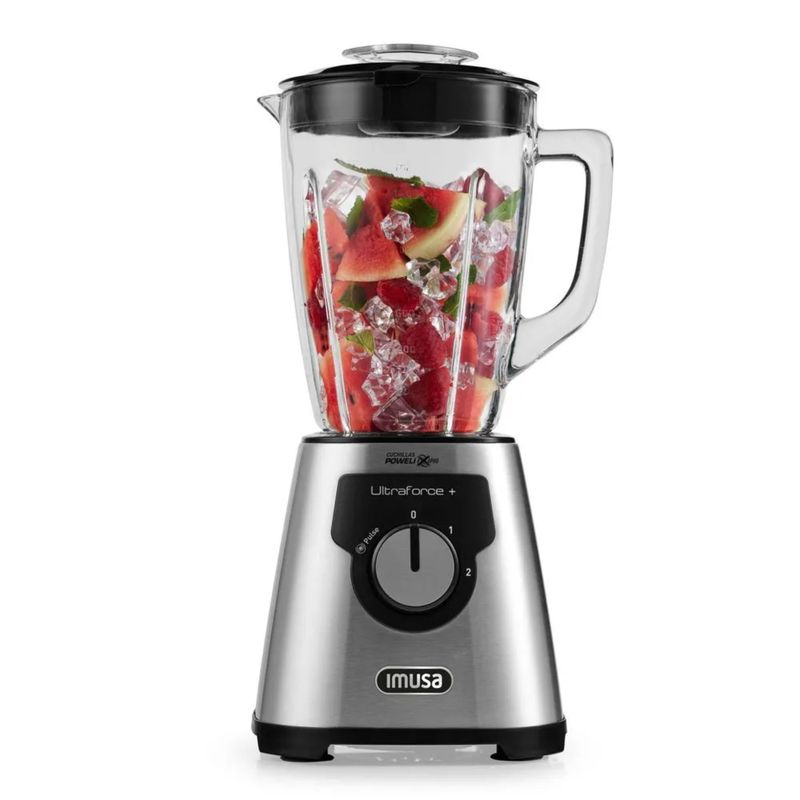IMUSA - Licuadora Imusa Ultraforce Plus Vaso Vidrio 2 Litros Gris Plata