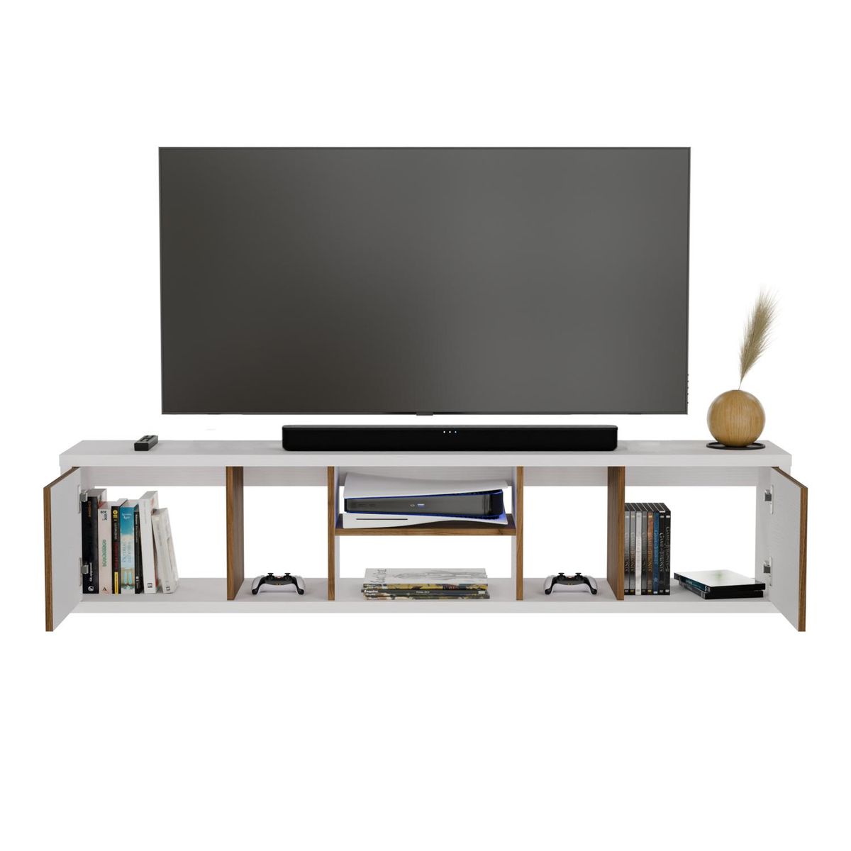 MADERKIT - Mesa TV Flotante Zafiro Color Blanco Gales