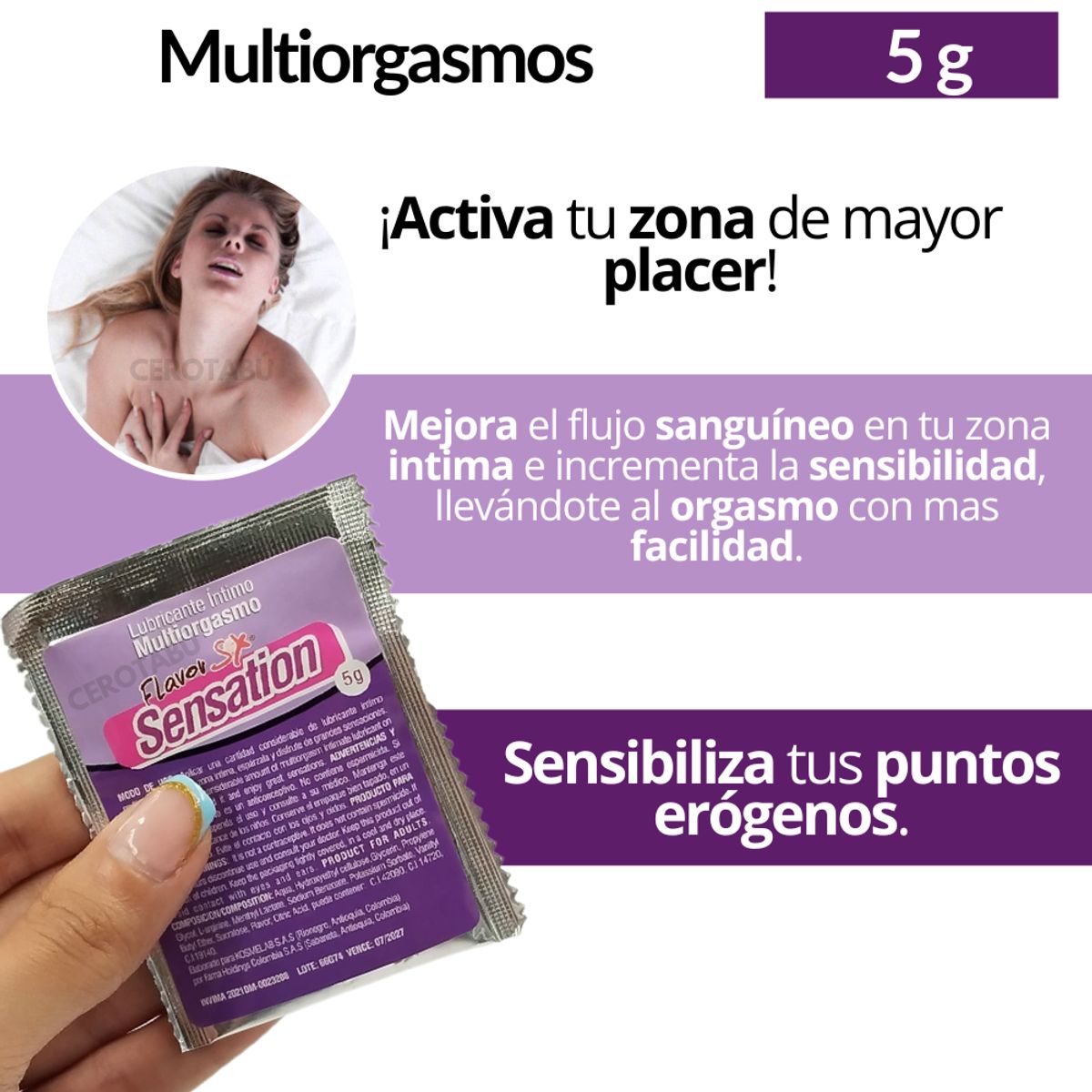 FLAVOR SEX - x5 Lubricante Multiorgasmos Gel Sensibilizante En Sachet