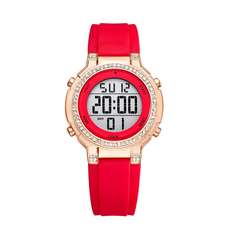 LOIX - Reloj mujer L1265-4 Rojo con oro rosa tablero digital