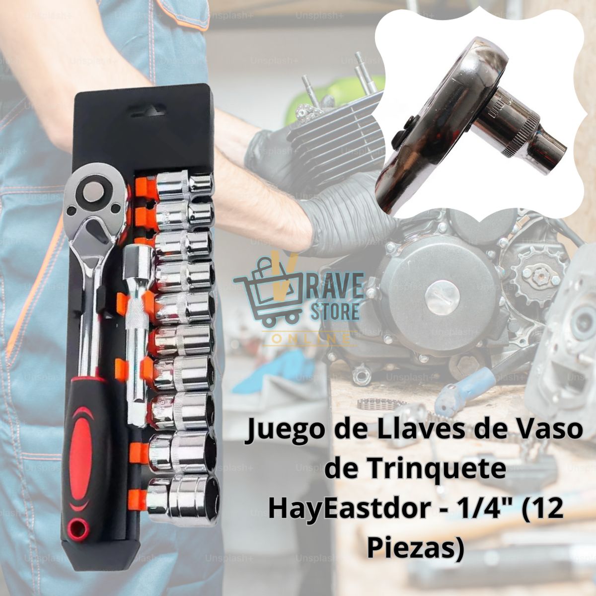 GENERICO - Juego de Llaves de Vaso de Trinquete HayEastdor  12 Piezas