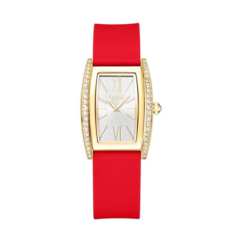 LOIX - Reloj mujer L1268-3 Rojo con dorado tablero blanco