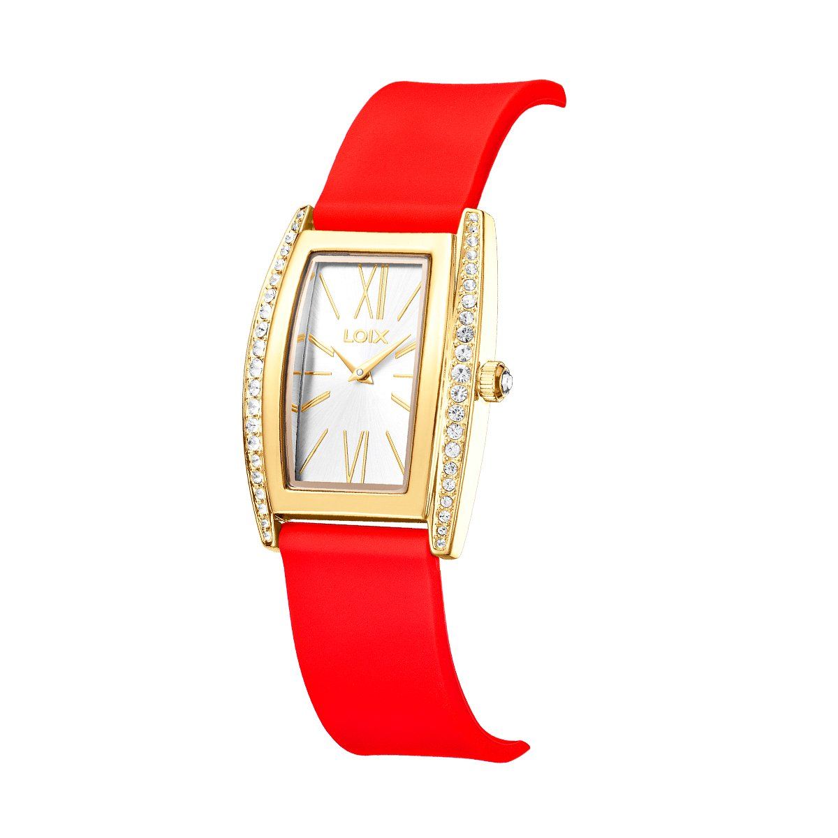 LOIX - Reloj mujer L1268-3 Rojo con dorado tablero blanco