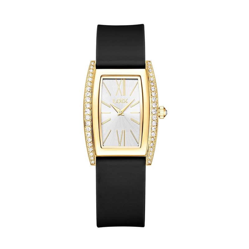 LOIX - Reloj mujer L1268-4 Negro con dorado tablero blanco