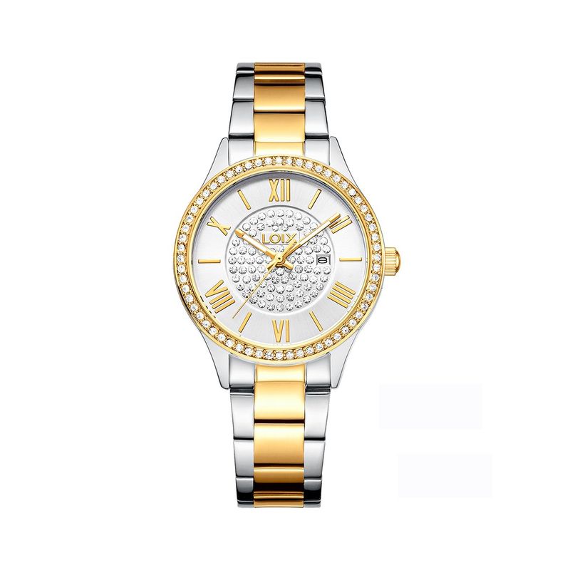 LOIX - Reloj mujer L1270-2 Plateado con dorado tablero plateado