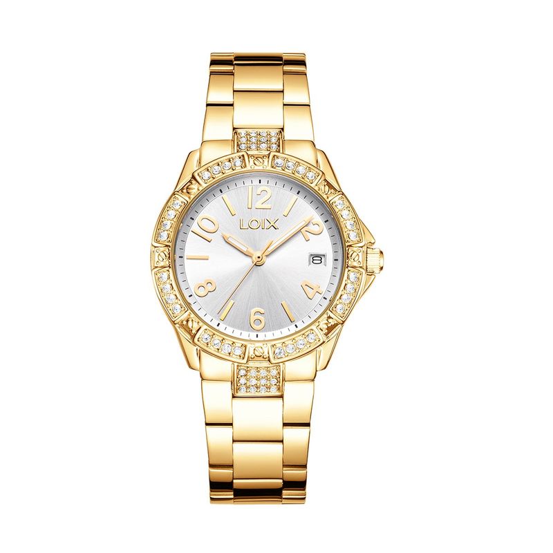 LOIX - Reloj mujer L1272-1 Dorado con tablero blanco