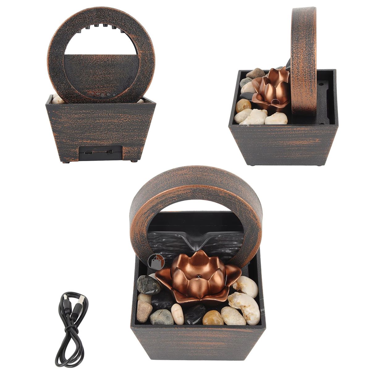 ZOCOCIO - Mini Fuente Decorativa Flor De Loto Relajante De Mesa