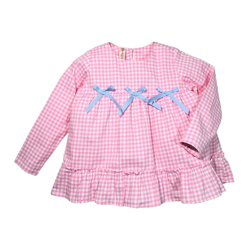 WOONKIE - Blusa cuadros tres moños