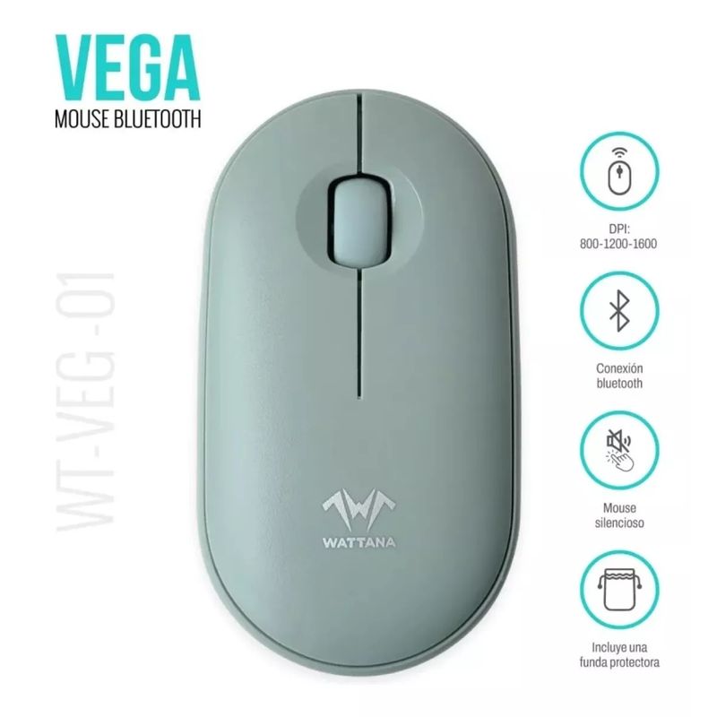 GENERICO - Mouse Inalambrico Bluetooth Estilo Poket Vega Wt01  Estuche verde