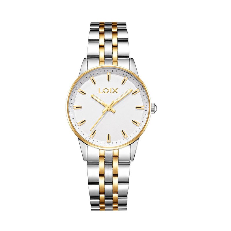 LOIX - Reloj  mujer L1277-2 Dorado con plateado, tablero blanco