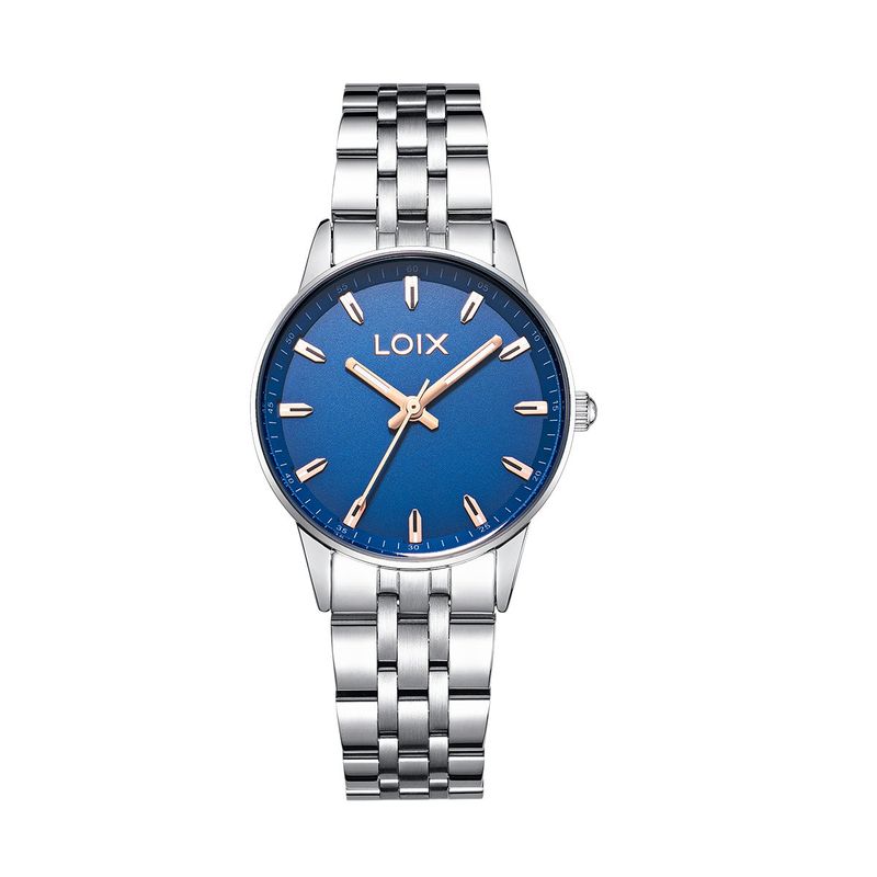 LOIX - Reloj  mujer L1277-3 Plateado con tablero azul