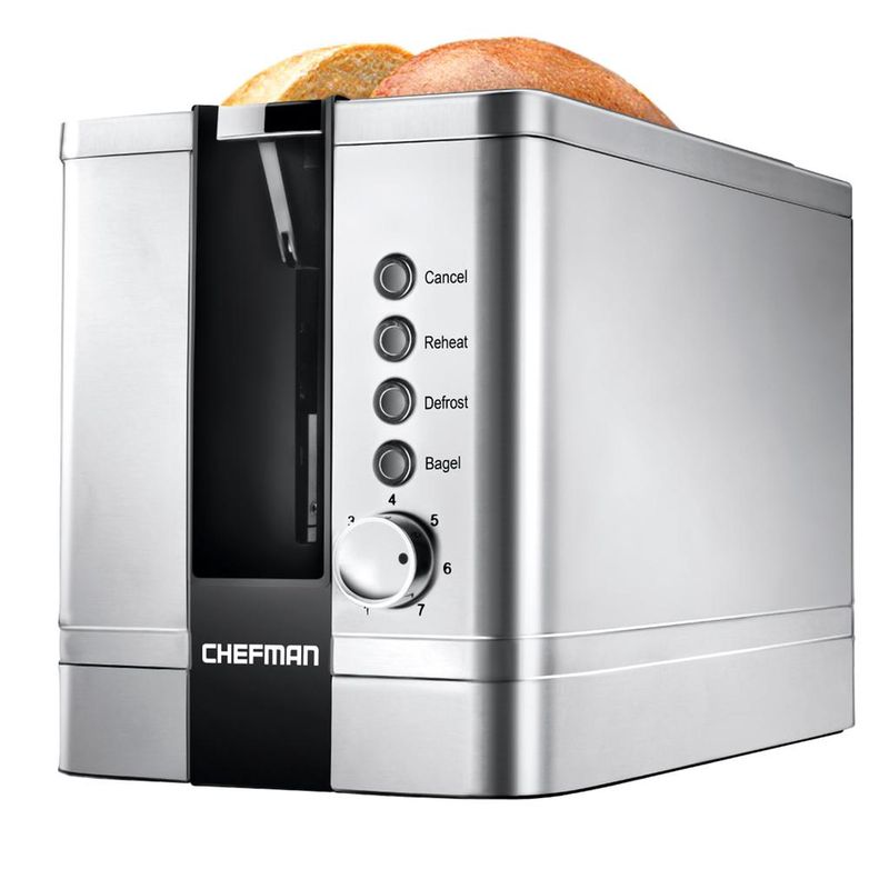 CHEFMAN - Tostadora en Acero Inoxidable de 2 Rebanadas con 7 Configuraciones